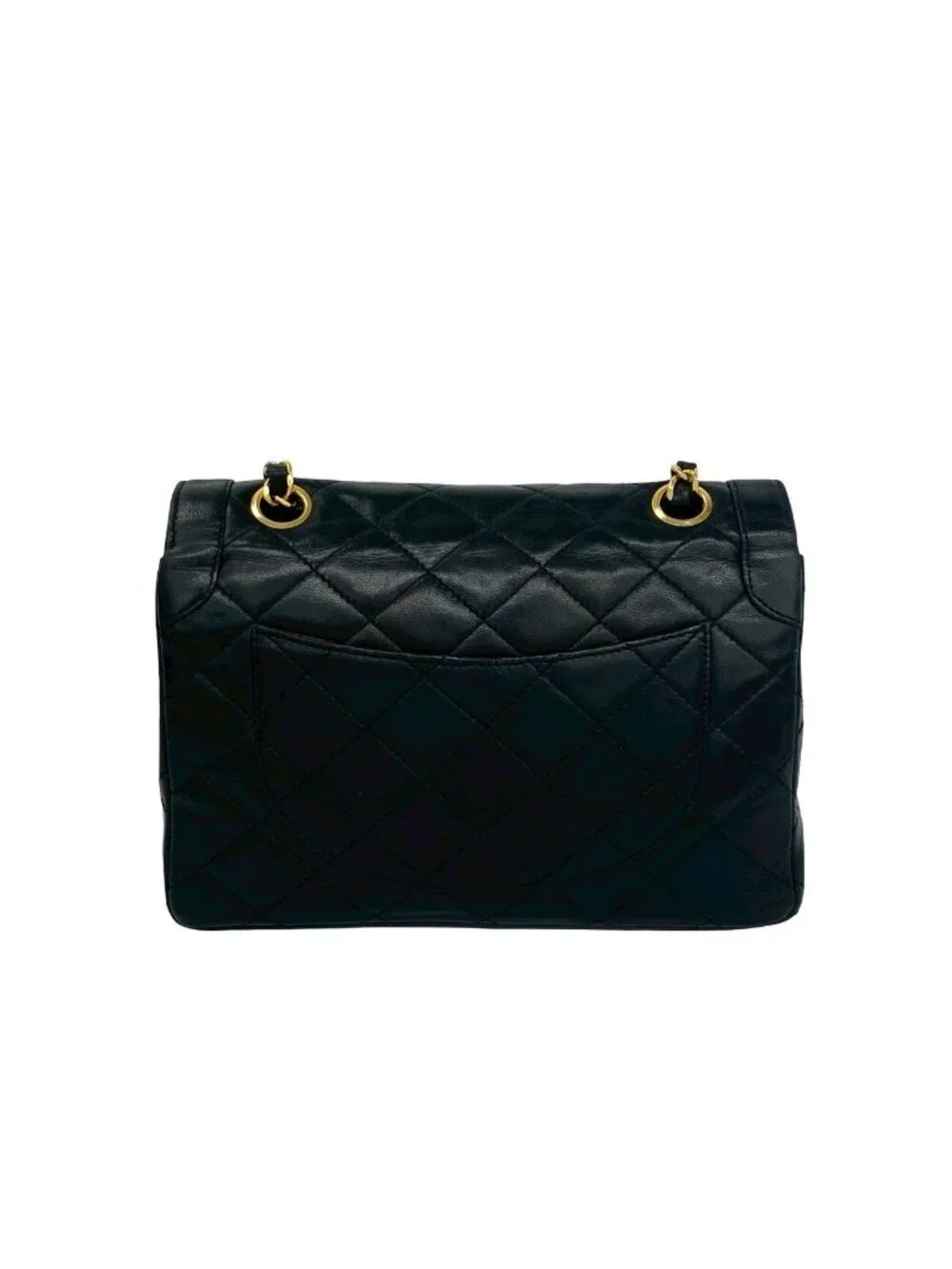 Chanel Card with Quilted CC Logo Double Flap Lambskin Shoulder Bag Black